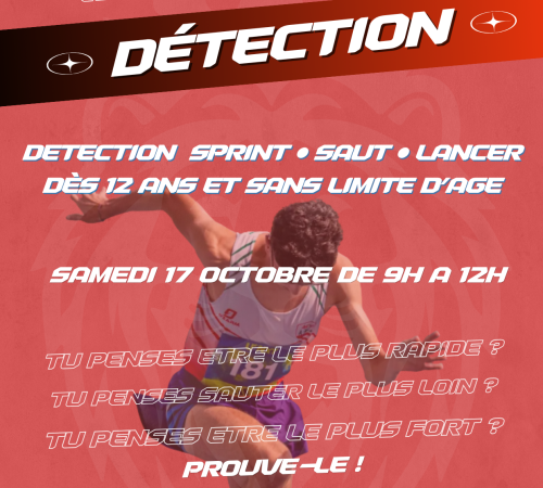 Nouveauté 2026 – Matinée de détection athlétisme dès 12 ans (17-oct)